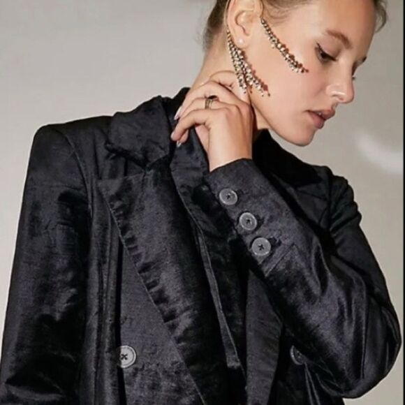 New Free People Judy Pearl Ear Chain with Rhinestones and Pearls Ear Cuff - Picture 11 of 13